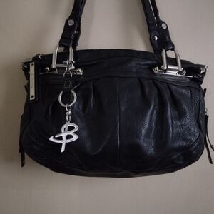 B. Makowsky Black Leather Shoulder Bag